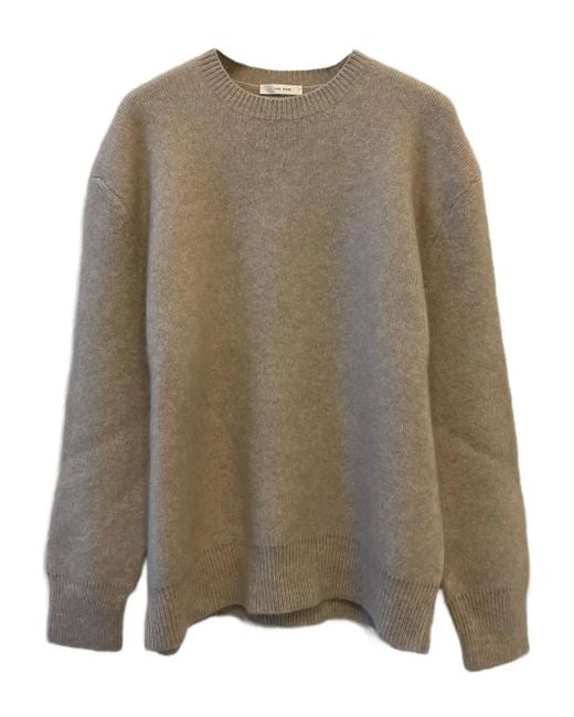 The Row Brown Crew-Neck Cashmere Sweater