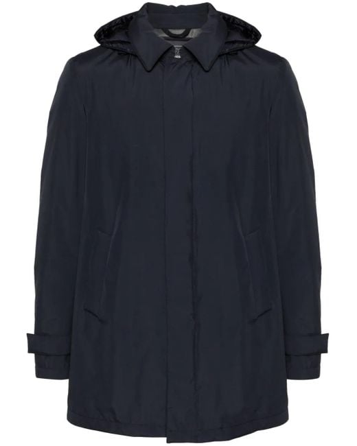 Herno Blue Detachable-Hood Down Coat for men