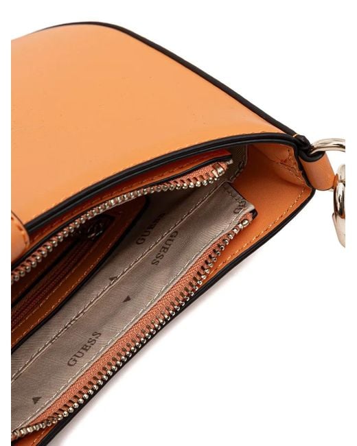 Guess Orange Carrie Logo-Plaque Shoulder Bag