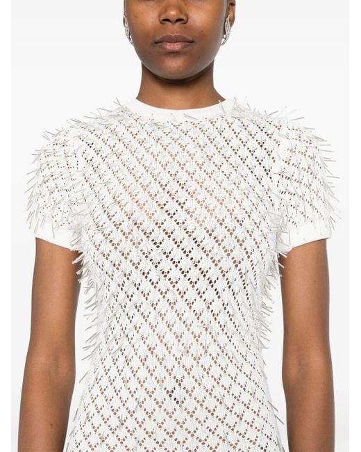 David Koma White Gestricktes Maxikleid