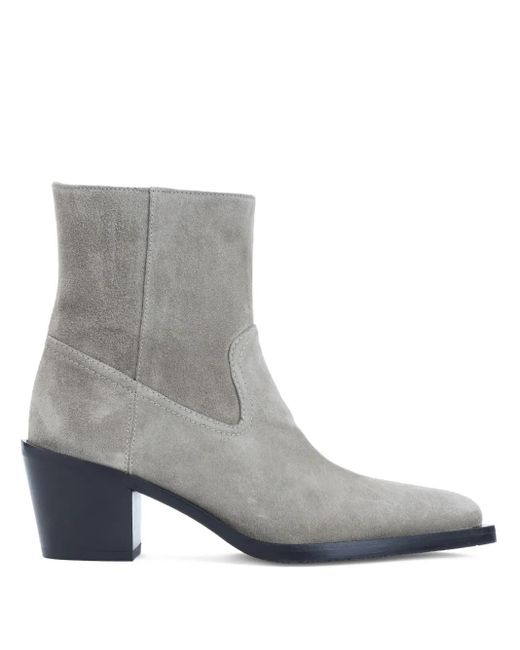 Stuart Weitzman 60 Mm Suède Laarzen Met Western-Stij, Puntige Neus En Hak in het Gray