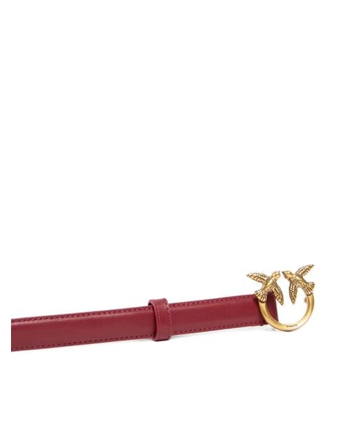 Pinko Red Love Birds Thin Leather Belt