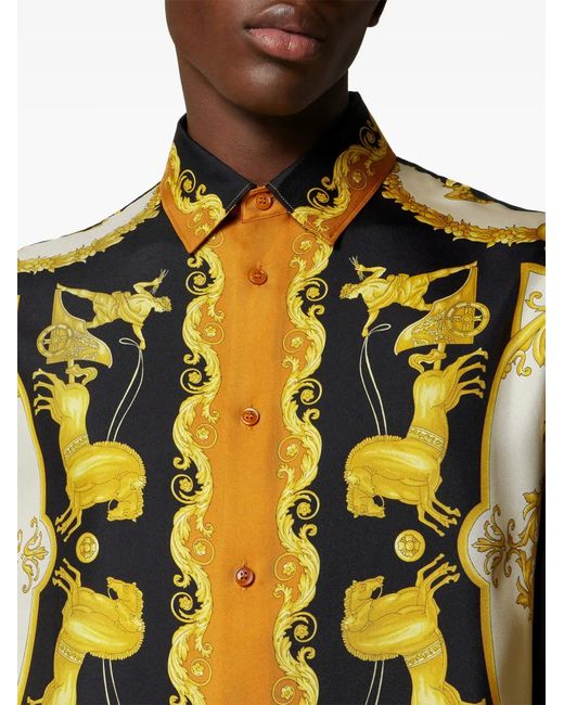 Versace Overhemden ,Veelkleurig ,Silk Shirt in het Multicolor voor heren