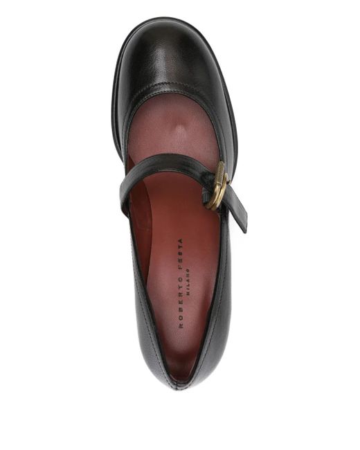 Roberto Festa Black 75Mm Buckle-Strap Block-Heel Pumps