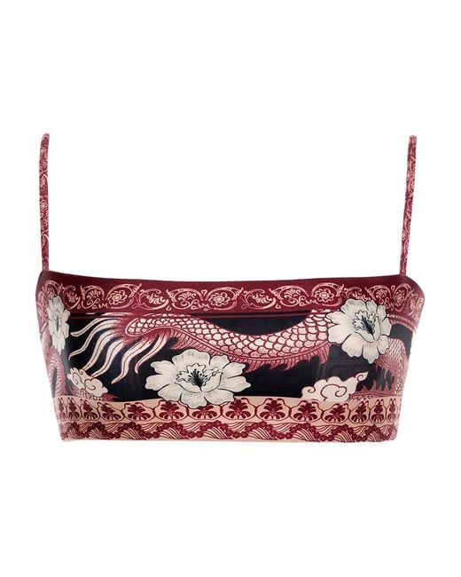 Agua Bendita Pink Dragon-Print Lace-Up Bikini