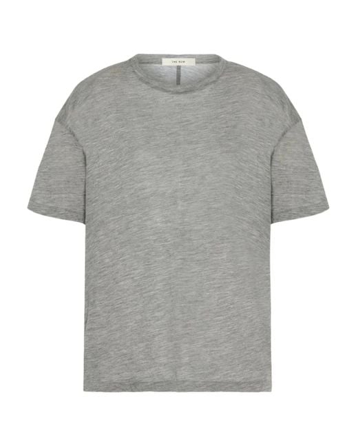 The Row Gray Short-Sleeve Cashmere T-Shirt