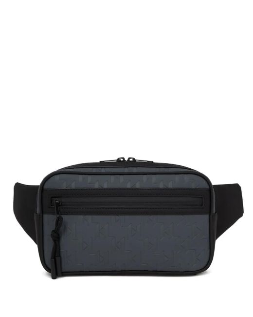 Karl Lagerfeld Black Monogram-Pattern Belt Bag for men