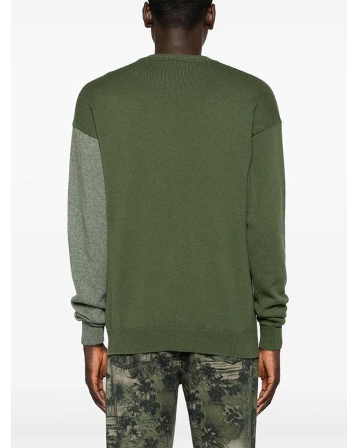 Roberto Cavalli Green Rc-Flocked Cotton-Blend Jumper for men