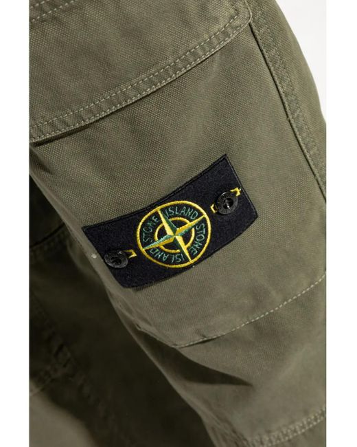 Stone Island Green Cotton Cargo Trousers for men