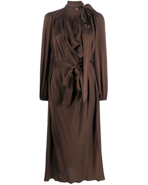 Zimmermann Brown Billow Pleat-detail Silk Midi Dress