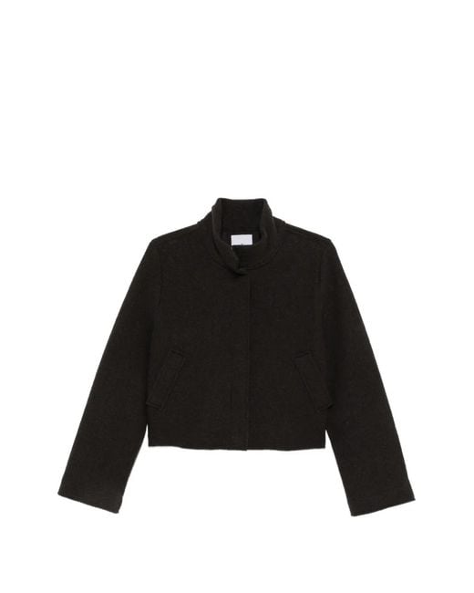 Whyci Black High-Neck Cropped Coat