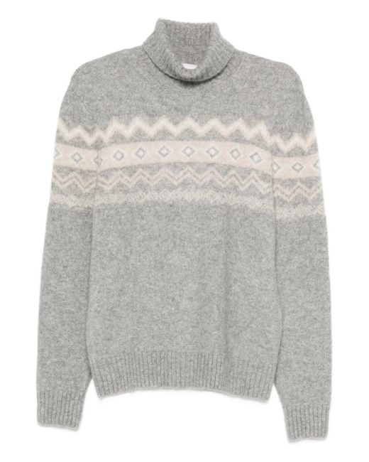 Eleventy Gray Turtleneck Jacquard Sweater for men