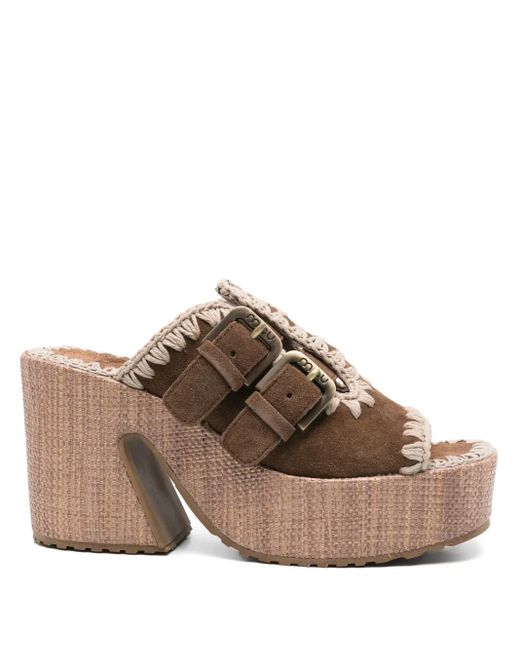 Mou Brown 90Mm Decorative-Stitching Sandals