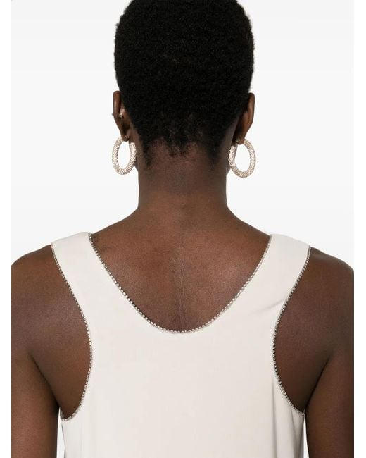 Max Mara Natural Crystal-Embellished Top