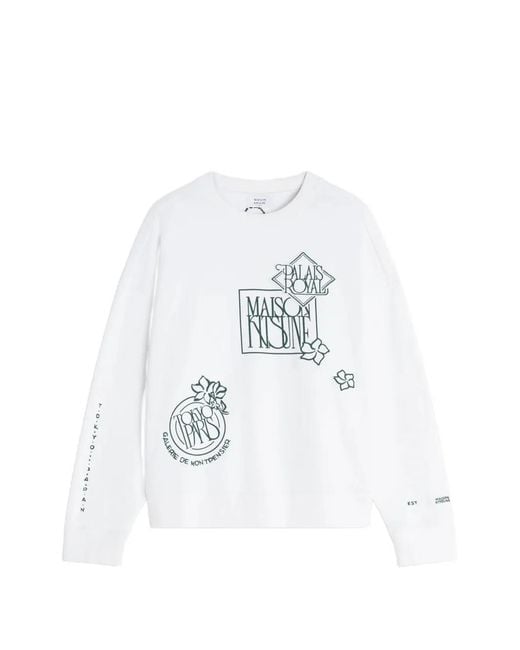 Maison Kitsuné White Floral Print Sweatshirt for men