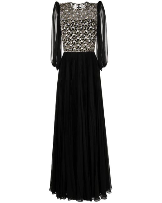 Robe longue Orla à ornements en cristal Jenny Packham en coloris Black