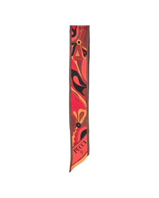 Emilio Pucci Red Abstract-Print Silk Scarf