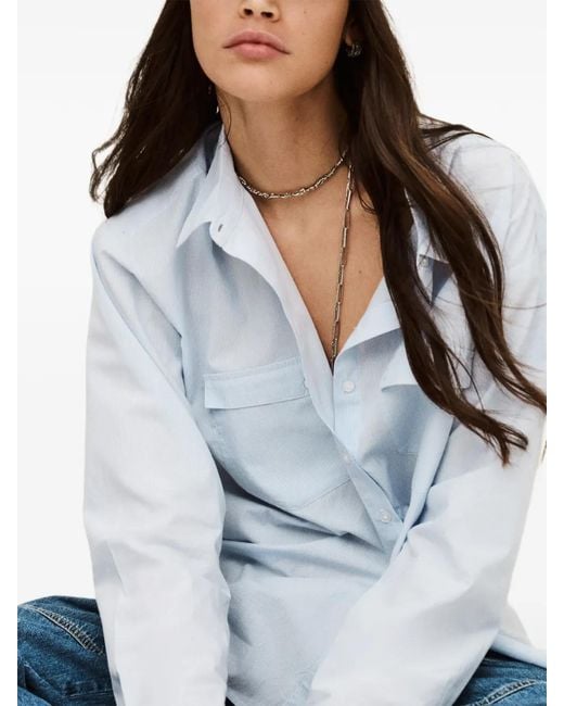 Ba&sh White Porzia Front-Pocket Buttoned Shirt