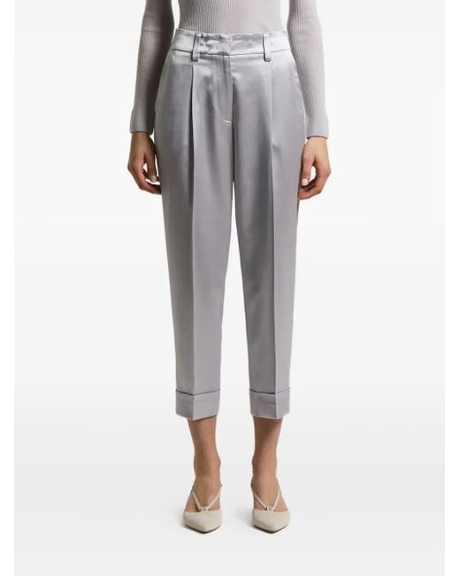 Peserico Satijnen Broek Met Geplooide Voorkant in het Gray