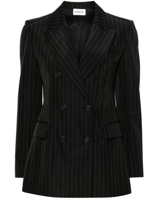 P.A.R.O.S.H. Black Double-breasted Pinstripe-pattern Blazer