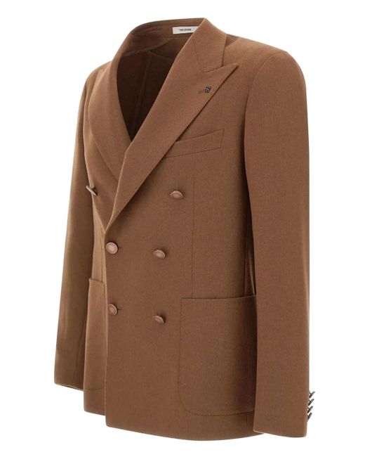 Tagliatore Brown Double-Breasted Patch-Pocket Jacket for men