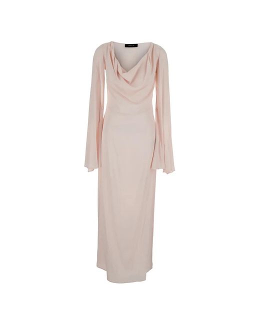 FEDERICA TOSI Natural Long Dress With Draped Neckline