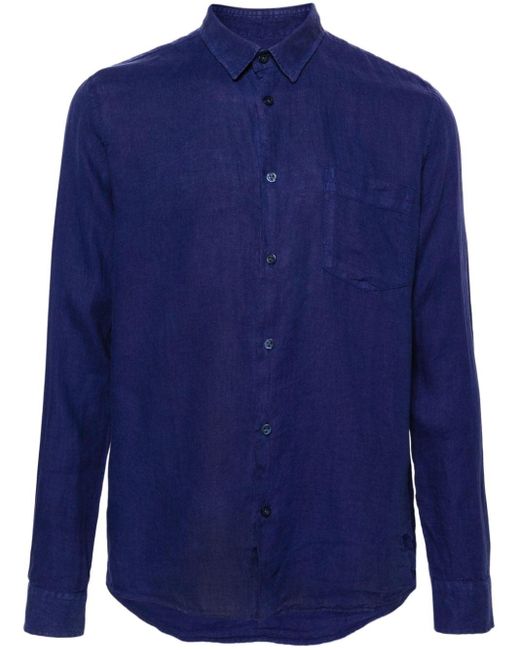 Chemise en lin à poche plaquée Vilebrequin pour homme en coloris Blue