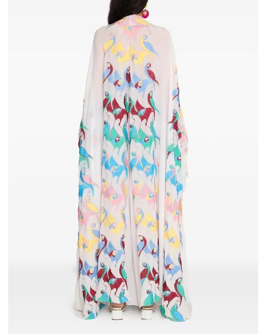 Amir Slama White Parrot-Print Maxi Dress