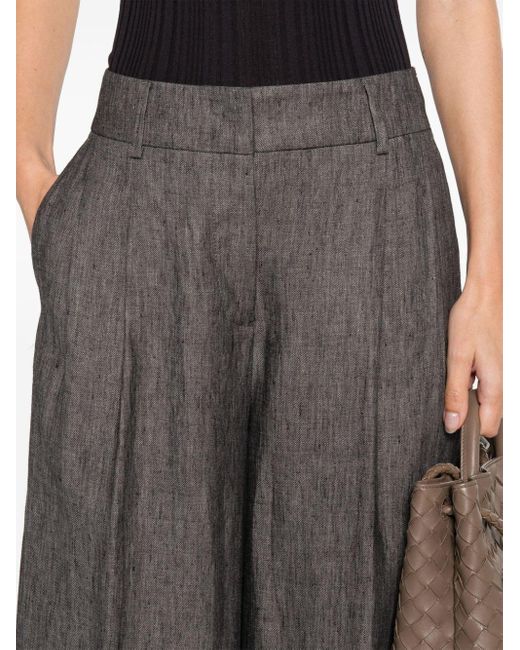 Peserico Gray Pleat-detail Palazzo Trousers