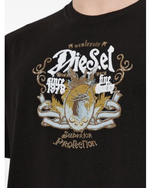 DIESEL Black Graphic-Print T-Shirt for men