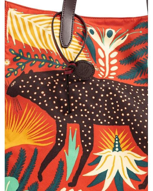 Etro Red X Tabby Booth Unfold Me Cheetah-Print Tote Bag