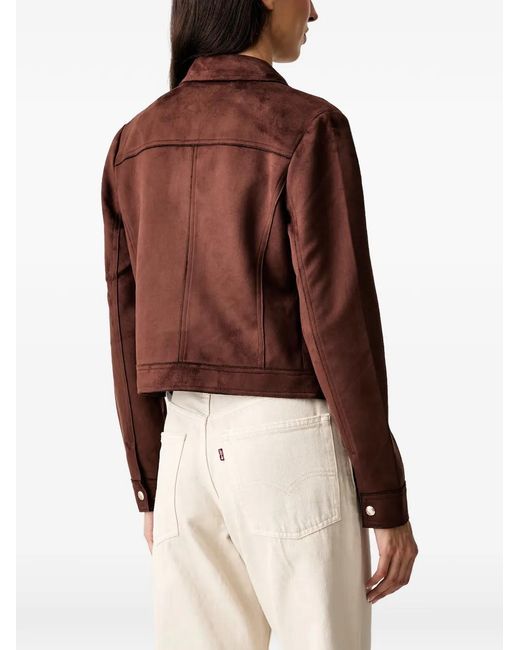 Morgan Red Suede-Effect Zip-Up Jacket
