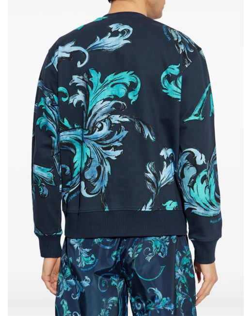 Versace Jeans Couture Sweatshirt mit Barocco-Print in Blue für Herren