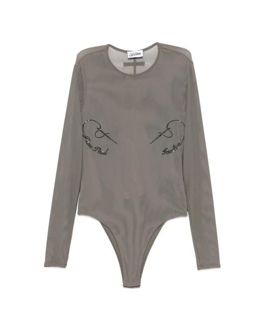 Jean Paul Gaultier Gray Sequin-Embellished Bodysuit