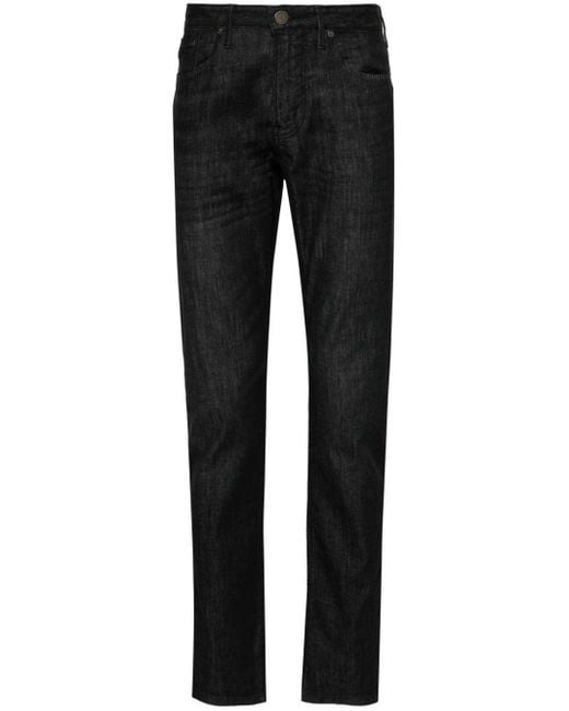 Jeans slim a vita media di Emporio Armani in Black da Uomo