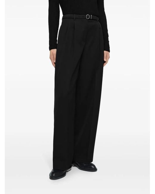 Jil Sander Black Long Relaxed Wide Leg Pleated Pant Clothing
