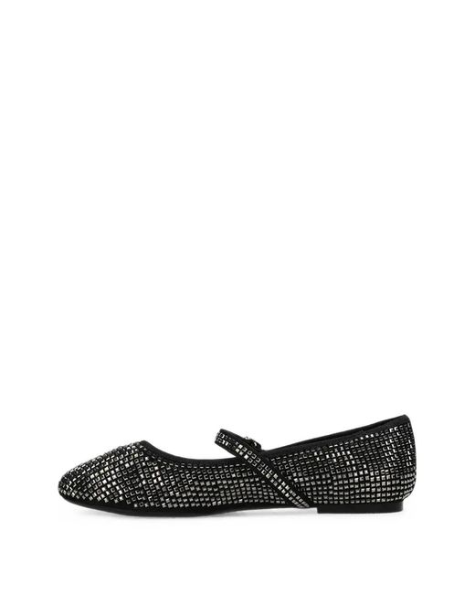 Mexx Black Stud-Embellished Buckle-Strap Ballet Flats