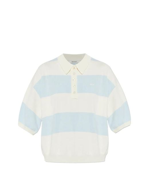 Gestuz White Maia Striped Button Knitwear