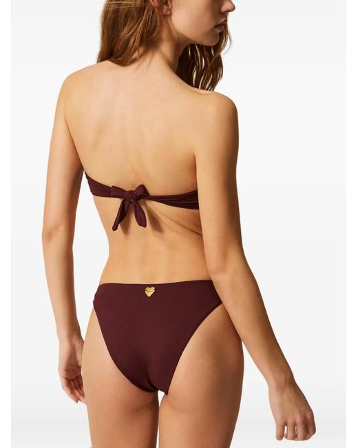 Twinset Embroidered Bandeau Bikini Top And Briefs