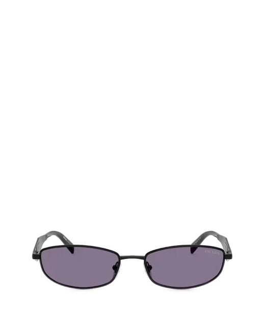 Prada Black Satin Geometric Sunglasses