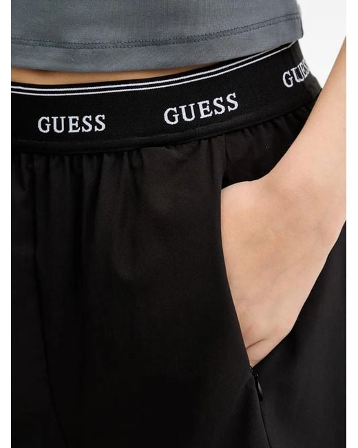 Guess Black Logo-Waistband Shorts