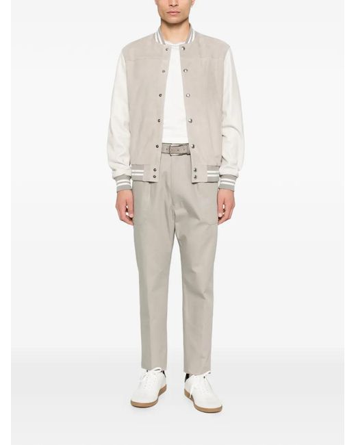 Eleventy White Panelled Bomber Jacket for men