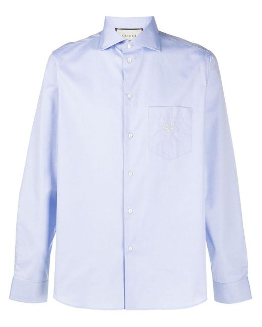 Gucci Baumwolle Hemd mit GG-Stickerei in Weiß für Herren - Lyst