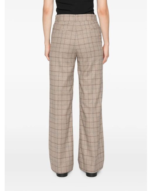 MAISON 123 Natural Layla Check-Pattern Trousers