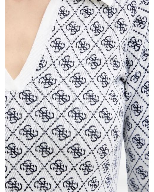 Guess Gray Monogram V-neck mini dress