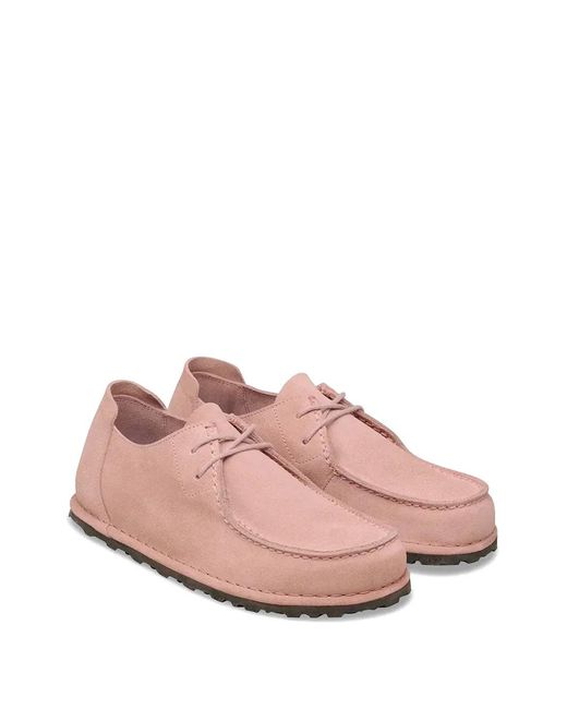 Birkenstock Pink Utti Suede Lace-Up Shoes
