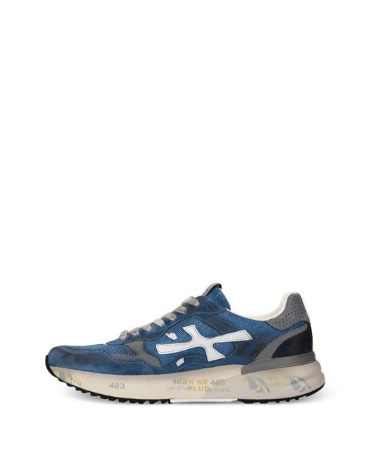 Premiata Blue Mick Panelled Sneakers for men