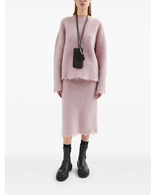 Jil Sander Pink Wool Knitted Midi Skirt
