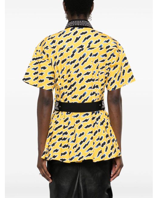 Rabanne Yellow Abstract-print Cotton Shirt