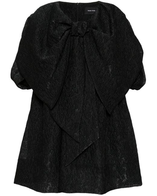 Vestido fruncido con lazo oversize Simone Rocha de color Black